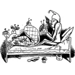 Ilustración vectorial del hombre cómico y las chinches de cama